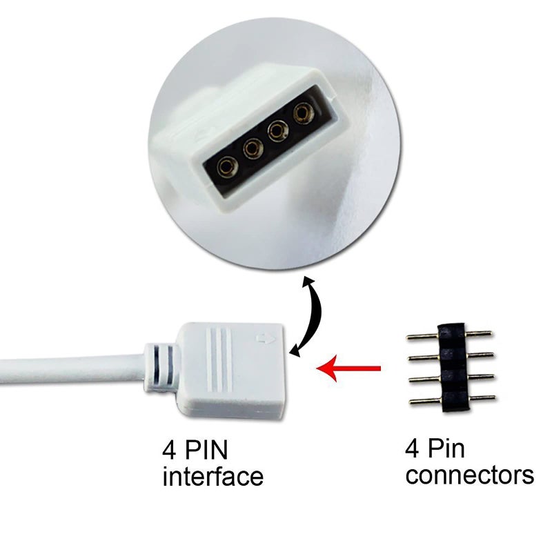 RGBZONE 4 Pins Splitter Cable Y-Splitter (Four Way) for 5050 3528 RGB LED Light Strip with 5 Male 4 Pin Plugs - Image 3